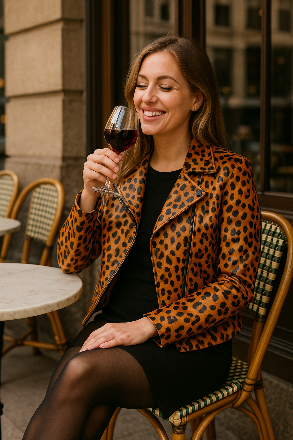 womens Luxury Leopard-Print Leather Jacket online