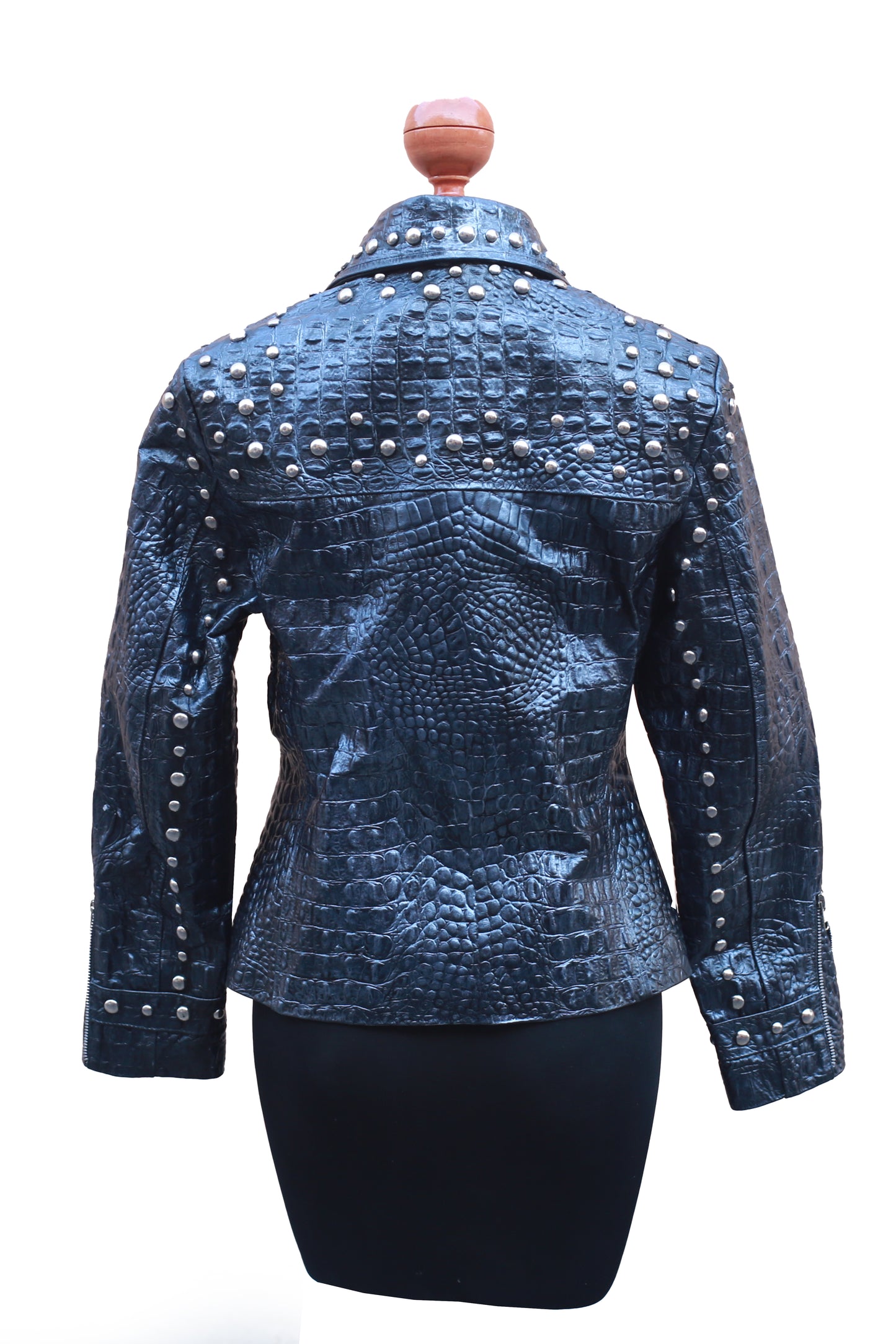 womens Rockstar Black Studded Crocodile Jacket california