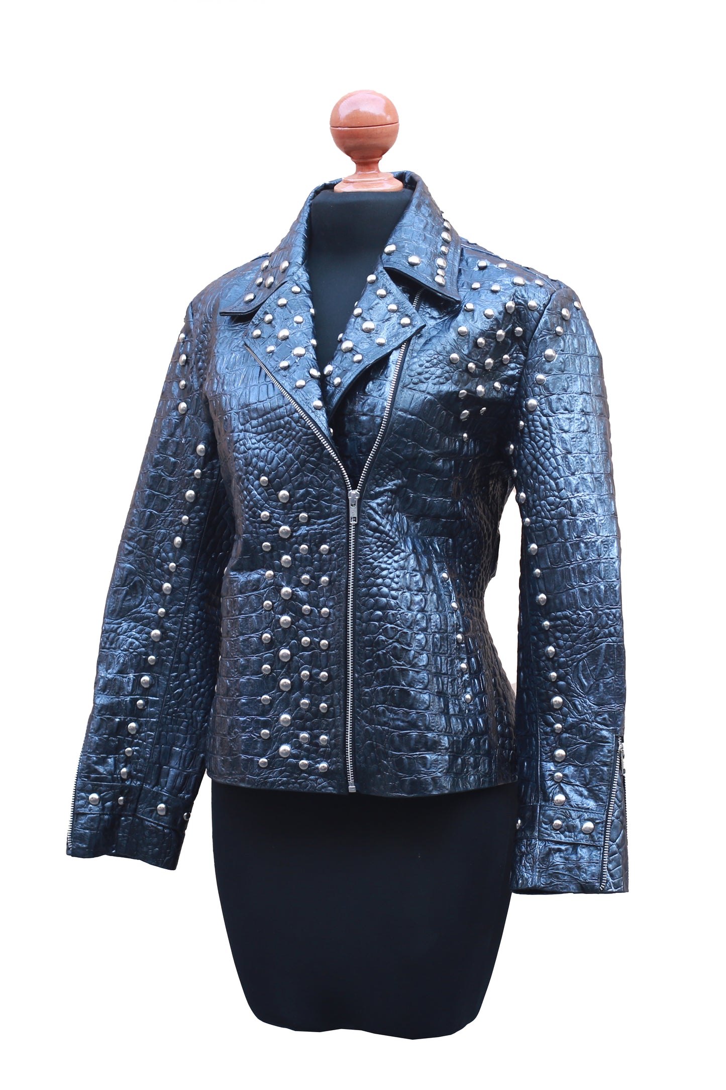 womens Rockstar Black Studded Crocodile Jacket near me