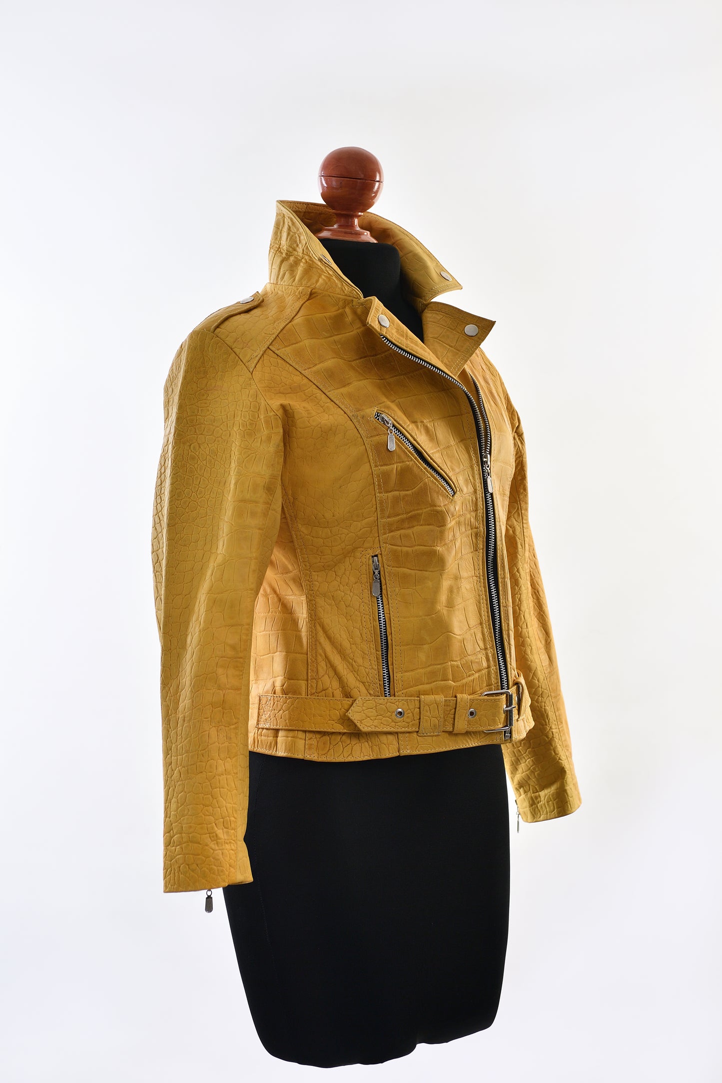 womens Urban Edge Yellow Crocodile Embossed Jacket