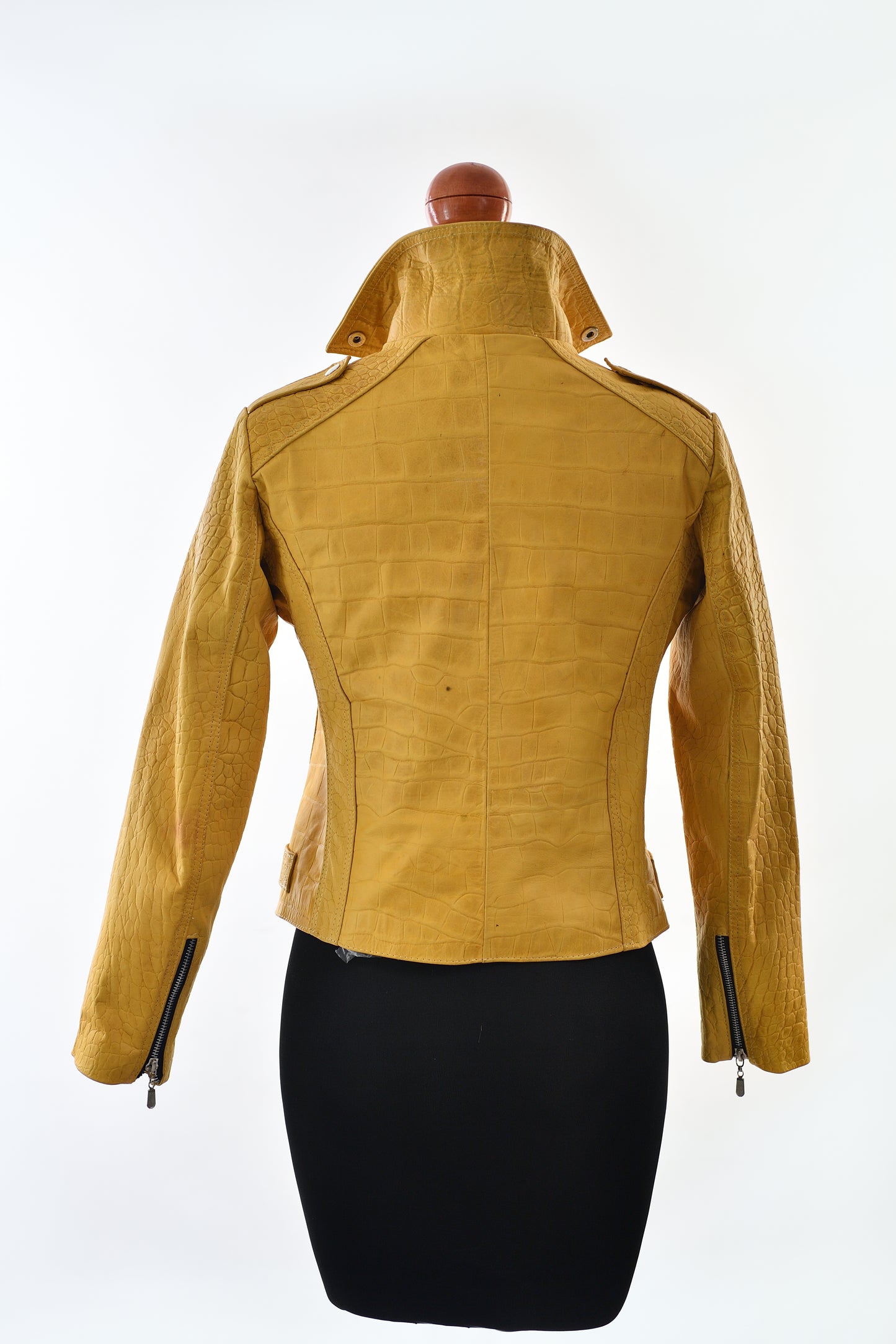 womens Urban Edge Yellow Crocodile Embossed Jacket los angeles