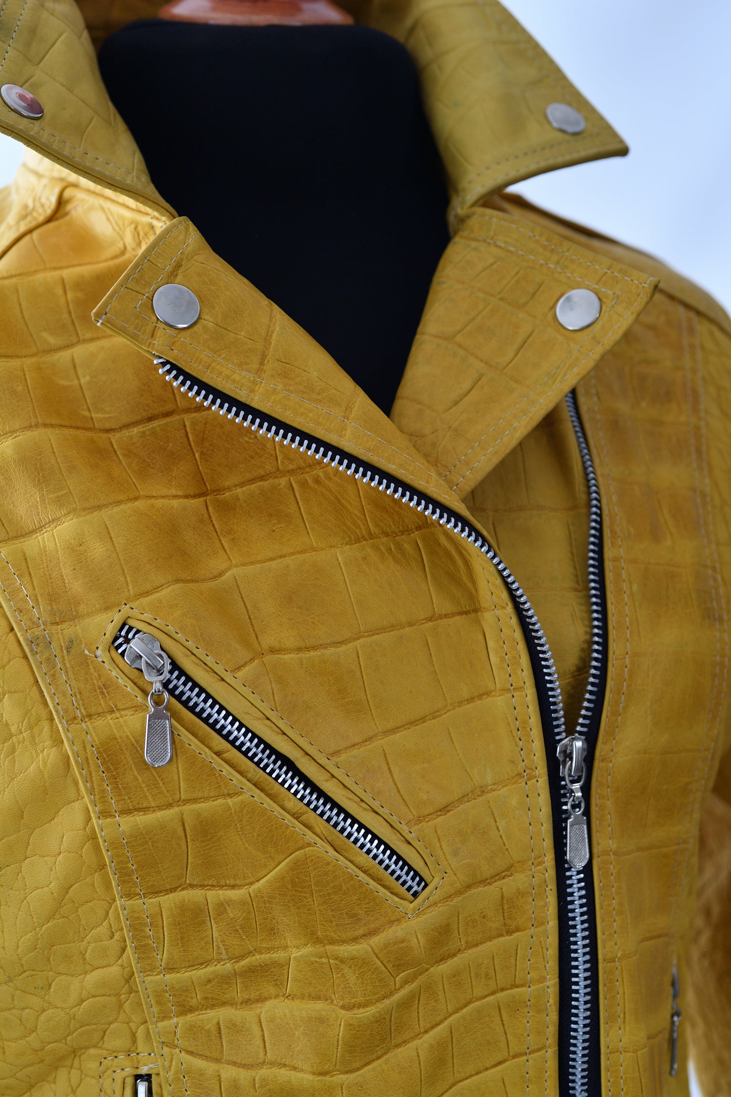 womens Urban Edge Yellow Crocodile Embossed Jacket near me