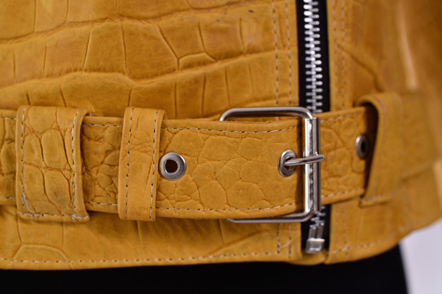 womens Urban Edge Yellow Crocodile Embossed Jacket san francisco