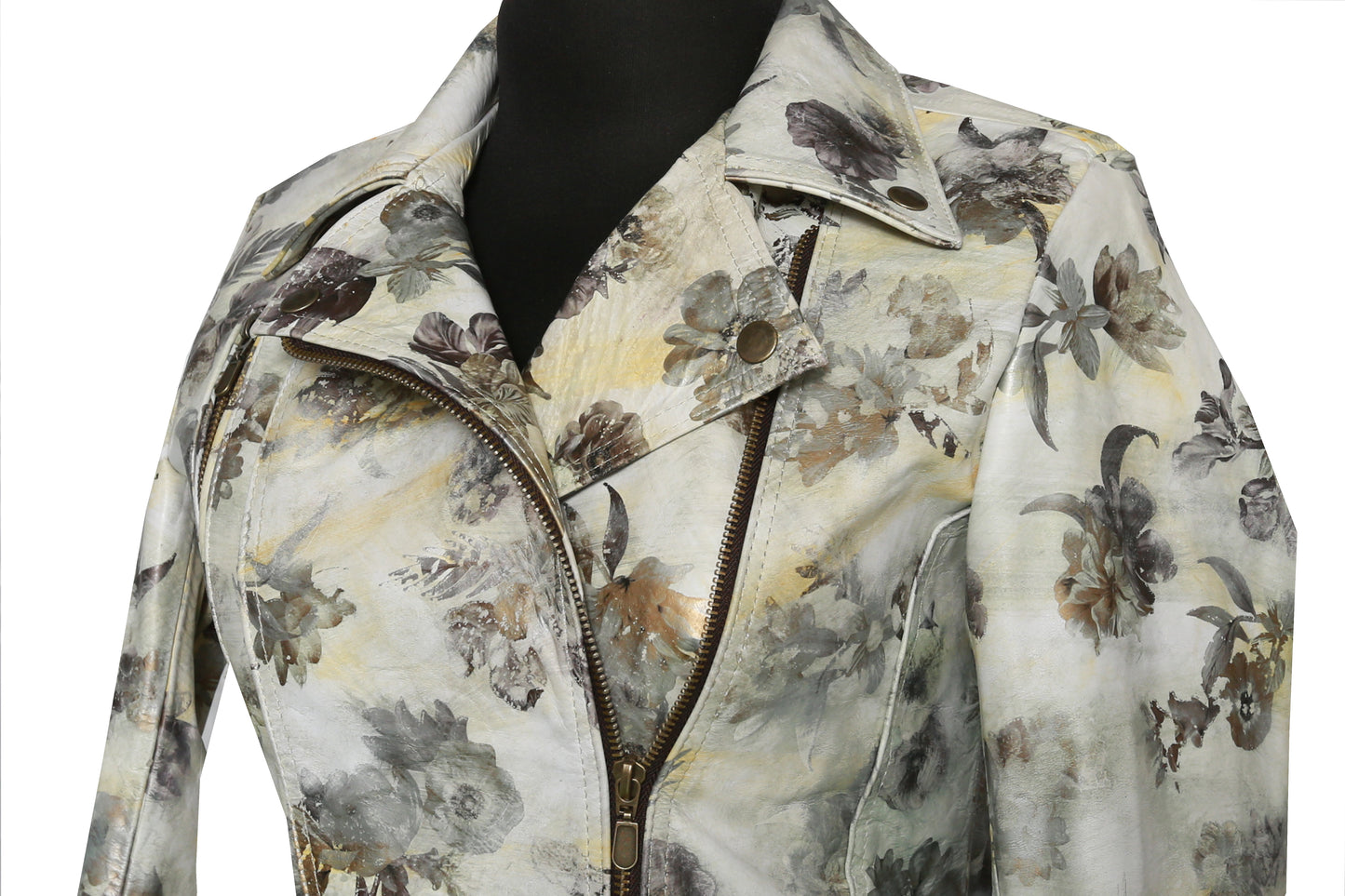 womens Vintage-Inspired Floral Leather Jacket los angeles