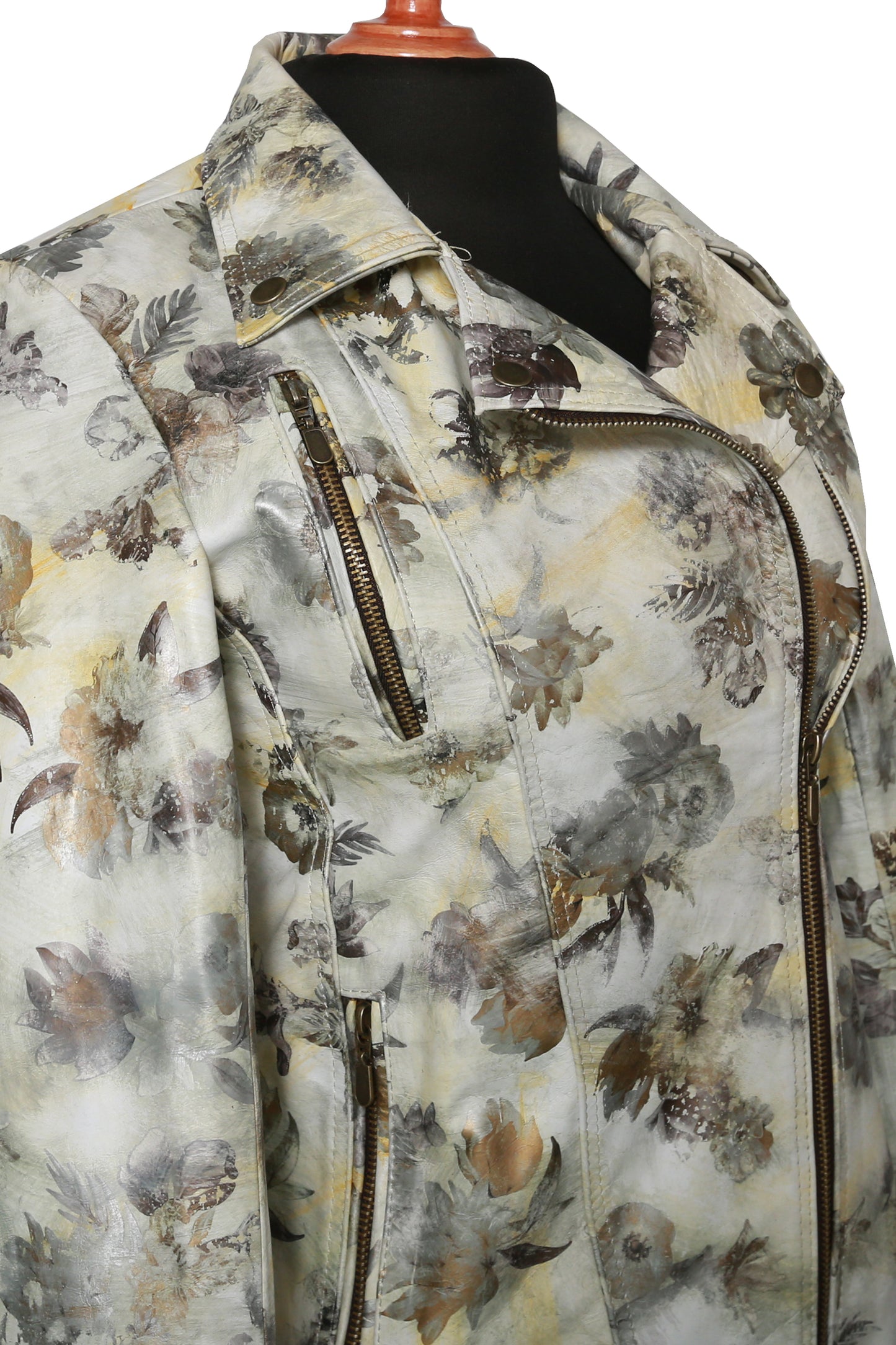 womens Vintage-Inspired Floral Leather Jacket san antonio