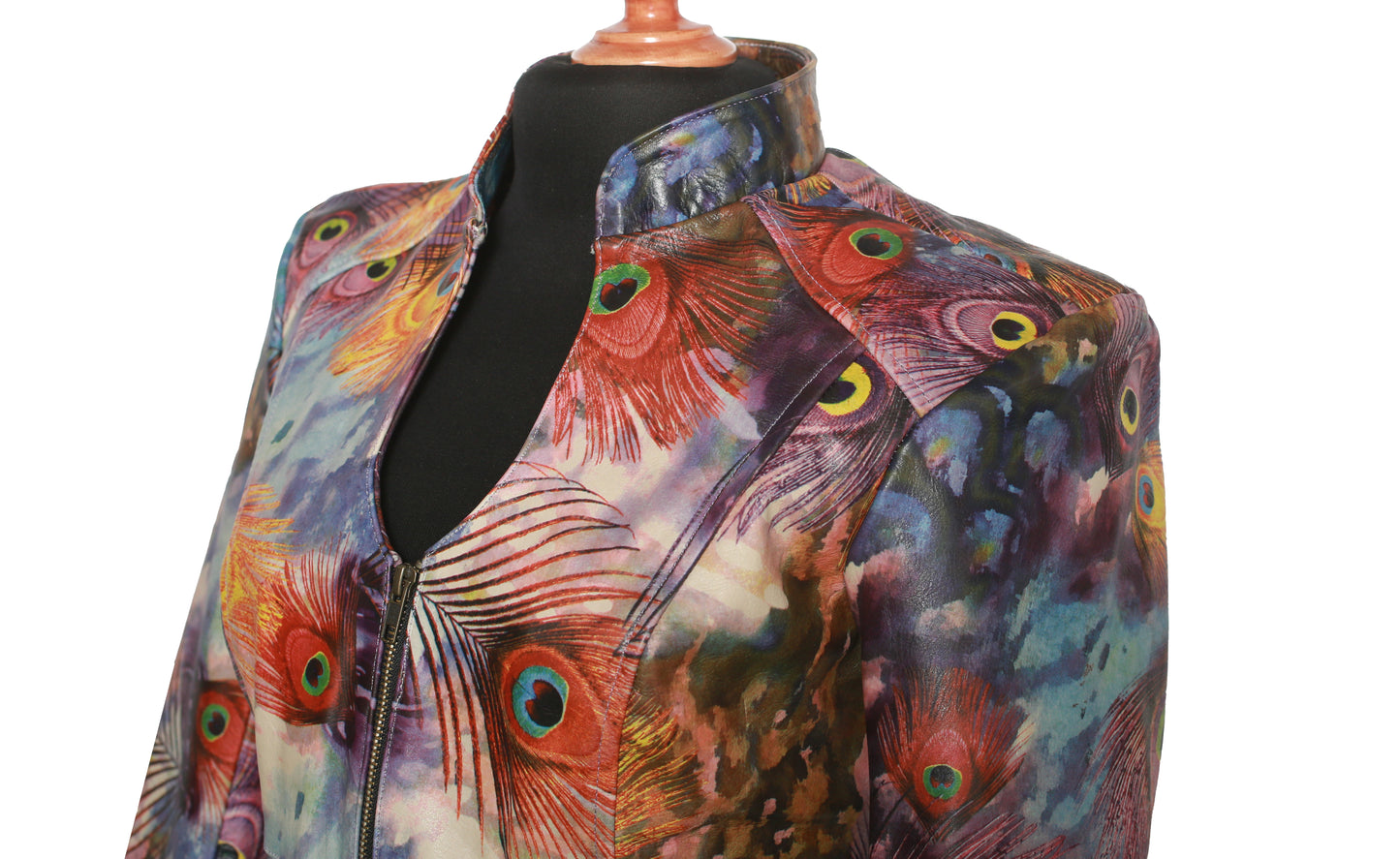womens Vivid Peacock Feather Leather Blazer Exotic Jacket dallas
