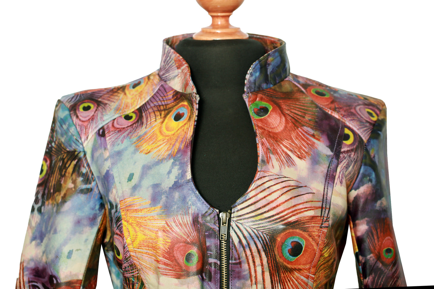 womens Vivid Peacock Feather Leather Blazer Exotic Jacket houston