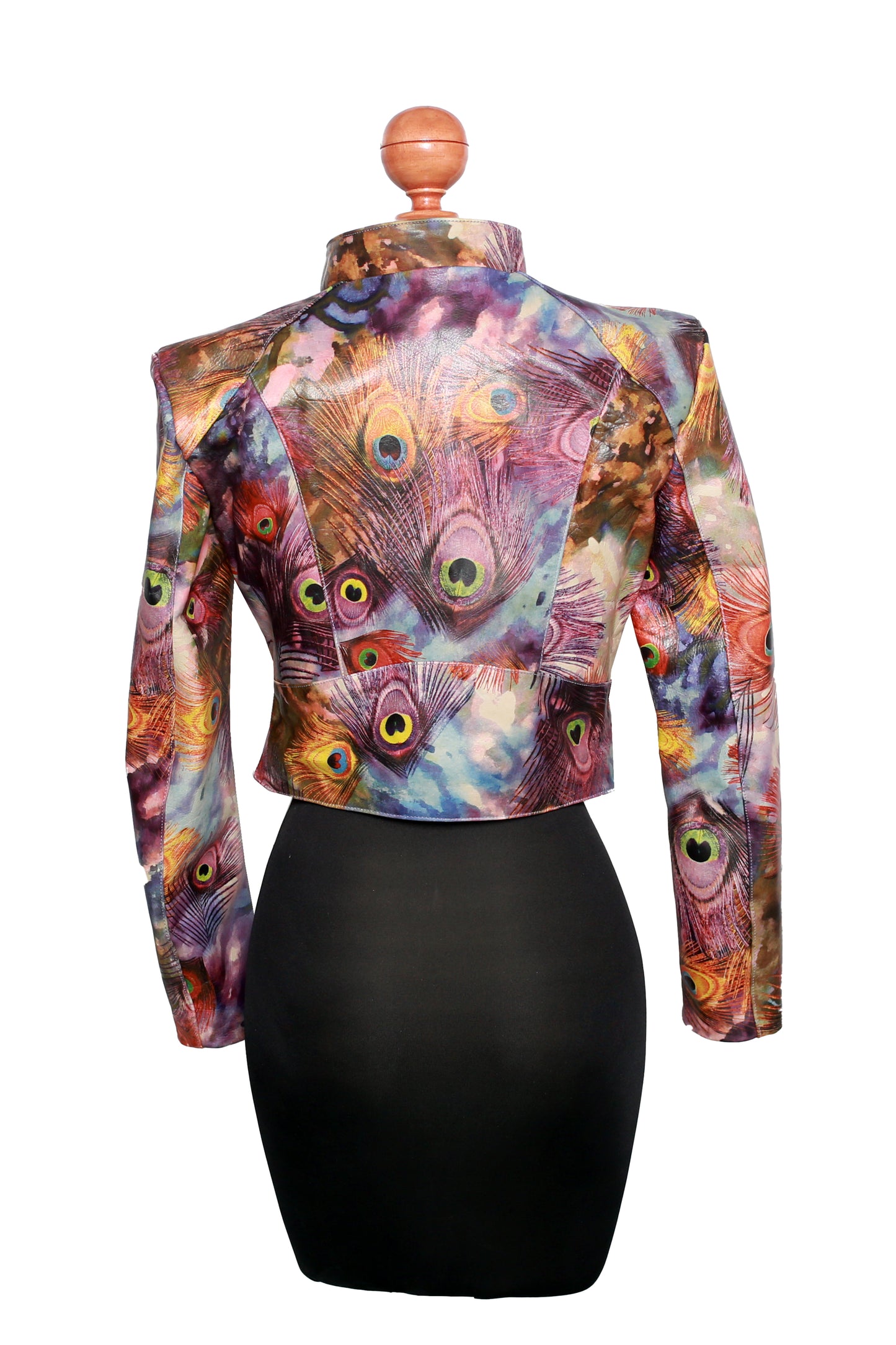 womens Vivid Peacock Feather Leather Blazer Exotic Jacket near me
