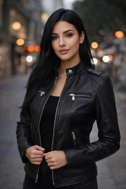 Is Made-to-Order Leather Worth It — Women's Black Leather Moto Jacket handcrafted in León Mexico