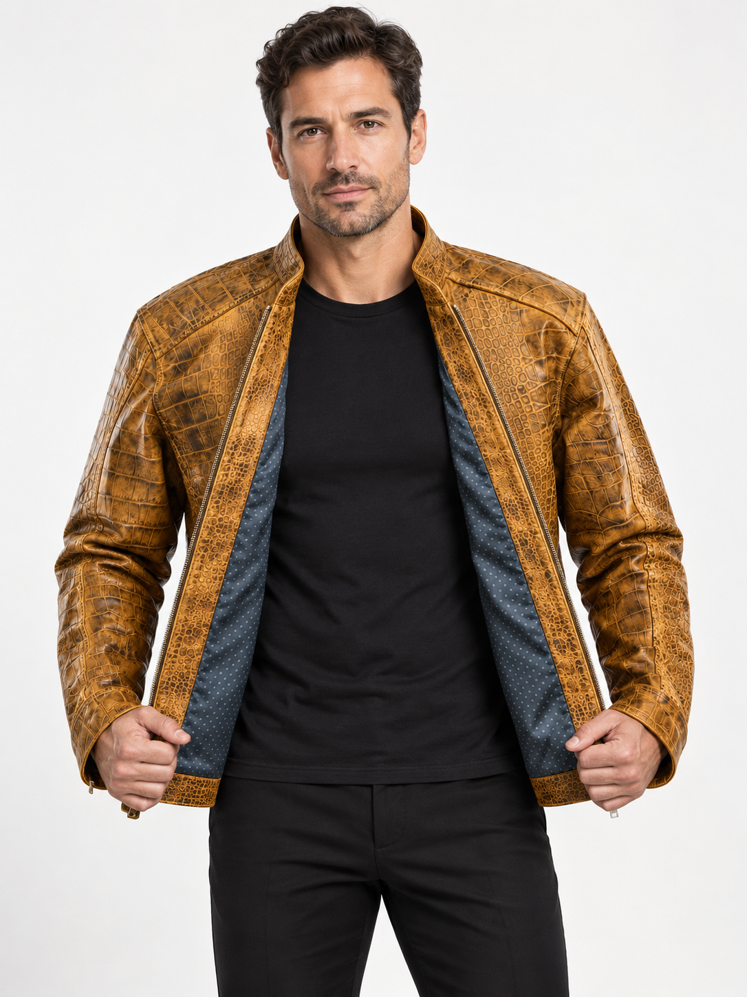 Men's Desert Ember Croc Leather Jacket