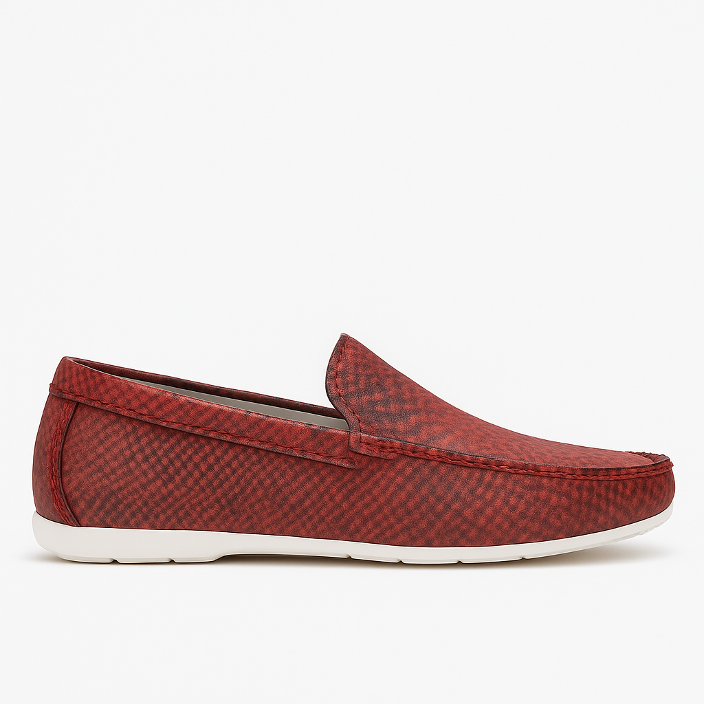 Exotic Red Python Print Moccasins