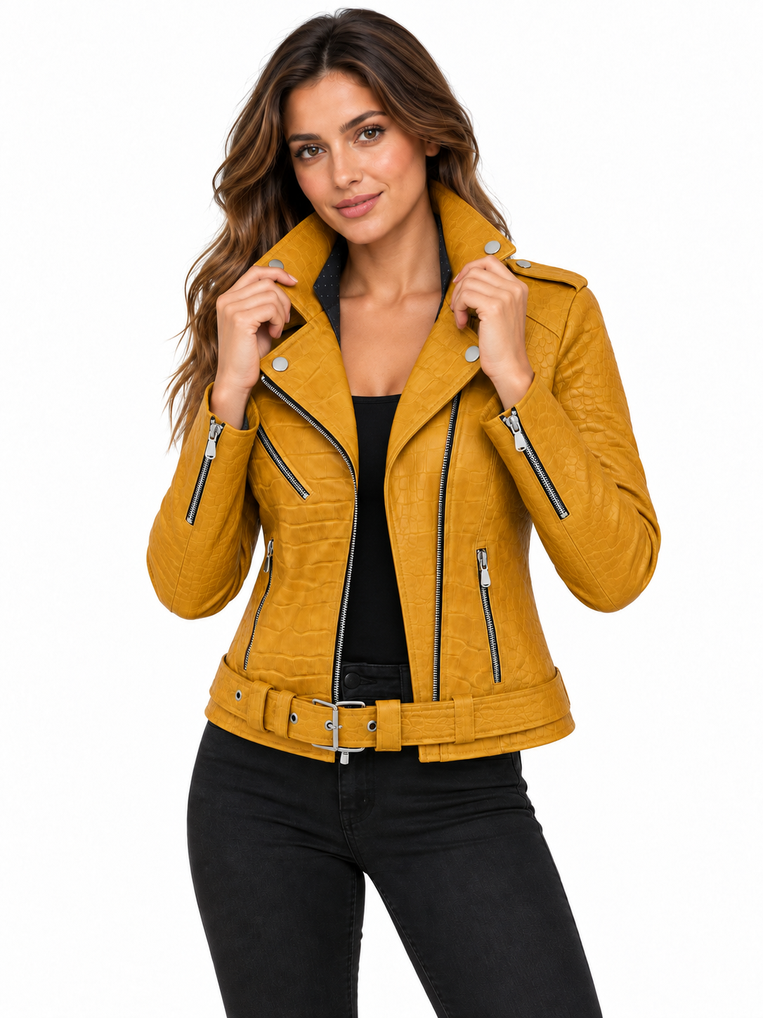 Women's Urban Edge Yellow Croc-Embossed Jacket