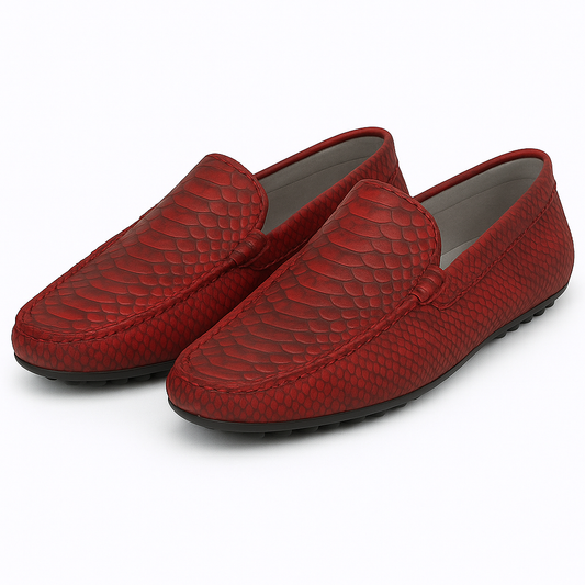Exotic Red Python Print Moccasins