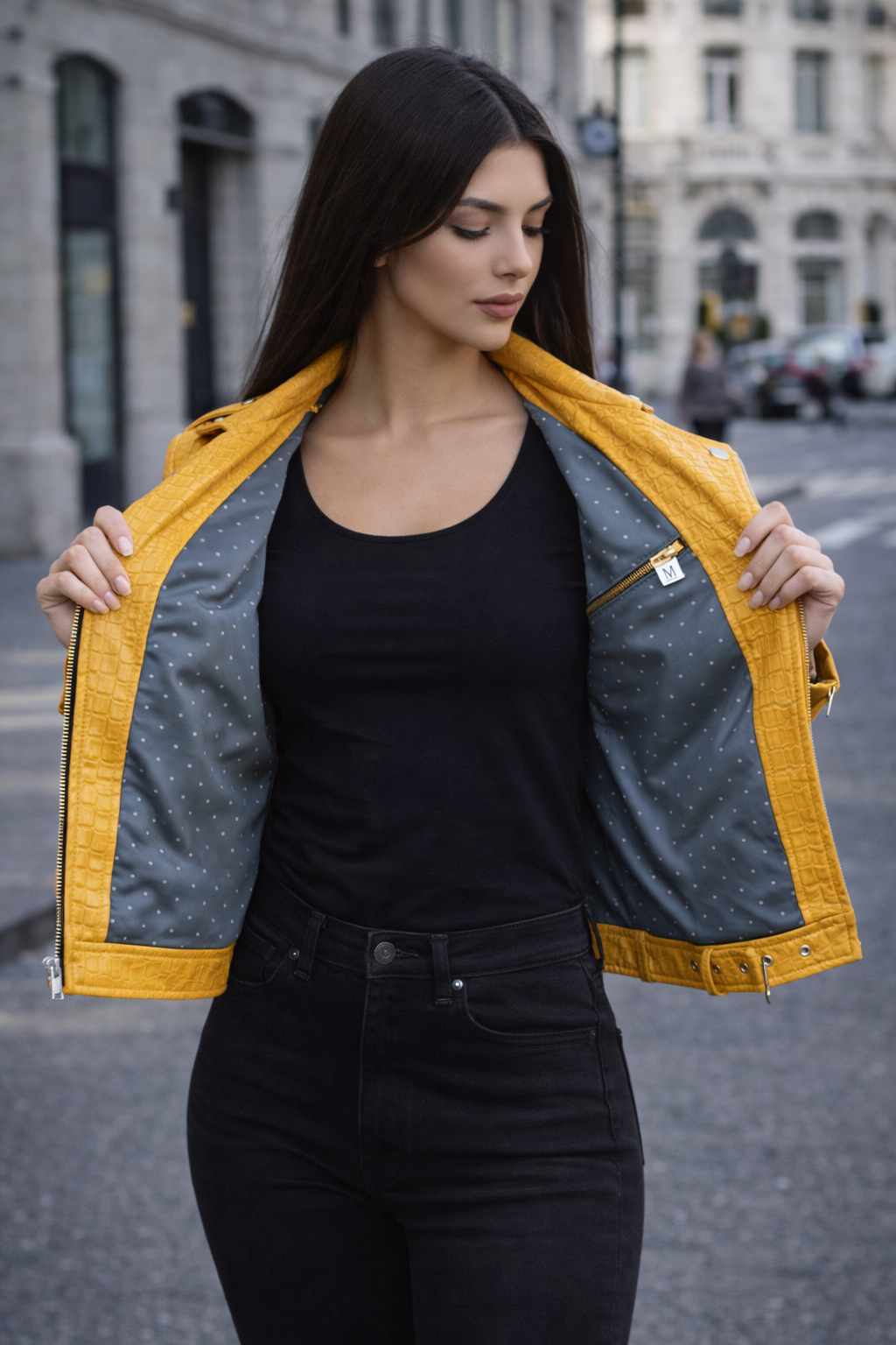 Women's Urban Edge Yellow Croc-Embossed Jacket