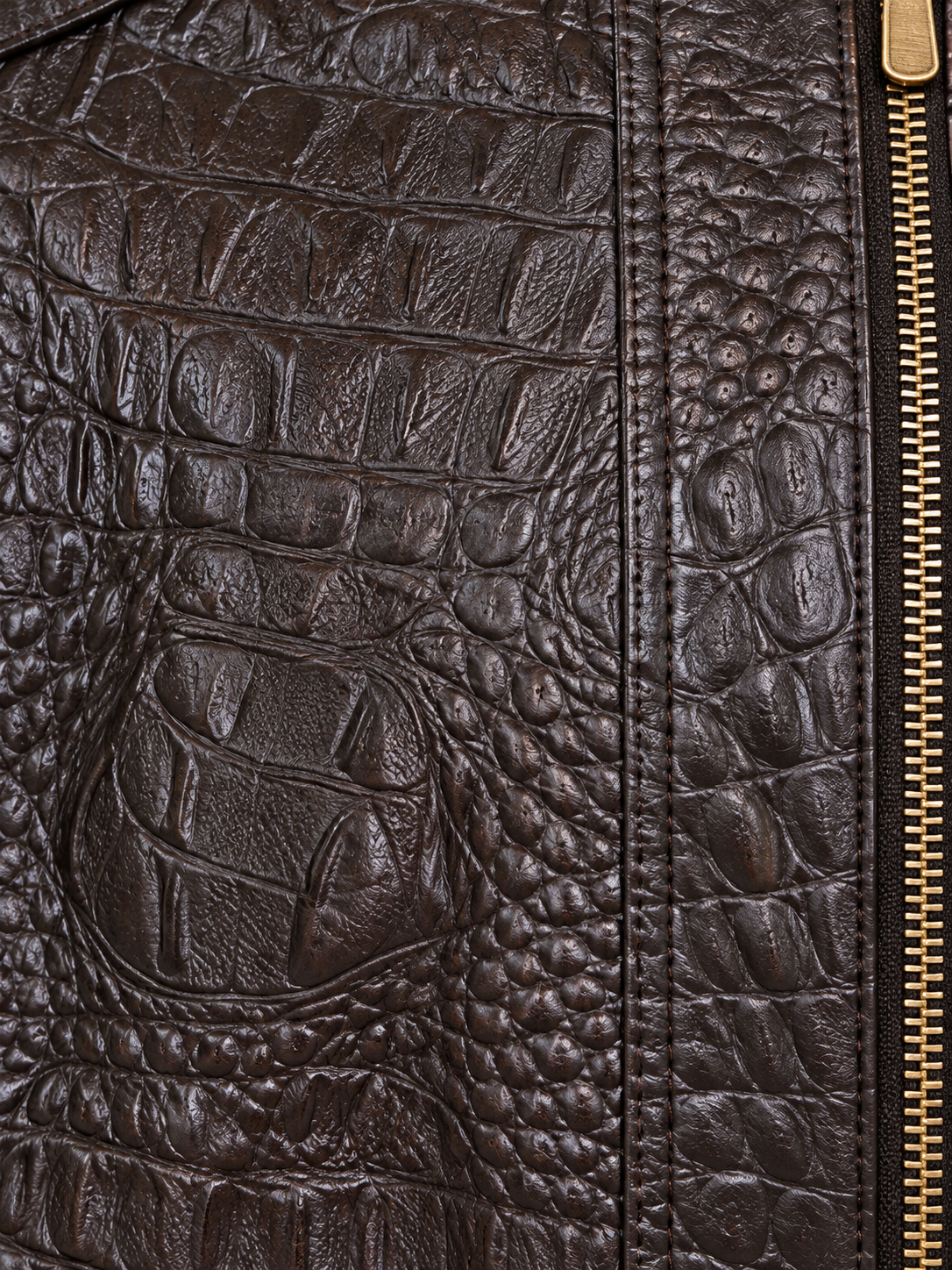 Men’s Crocodile Embossed Leather Jacket – Handcrafted Brown Rider