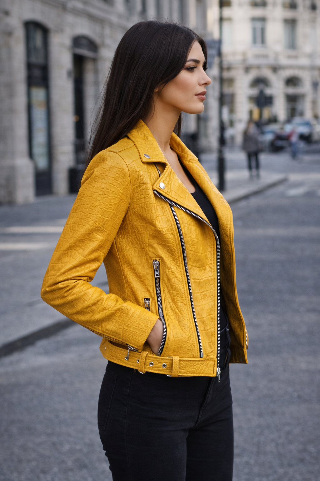 Women's Urban Edge Yellow Croc-Embossed Jacket