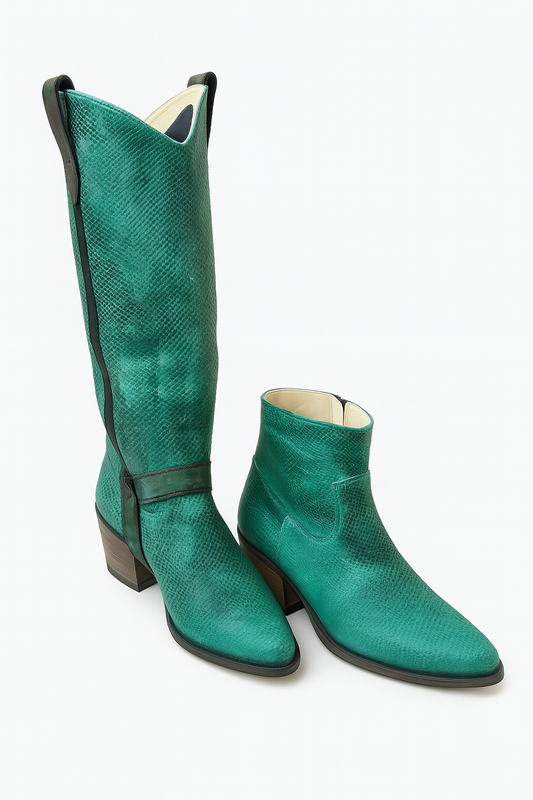 2-in-1 Embossed Leather Boots – Dual Personality Convertible Style