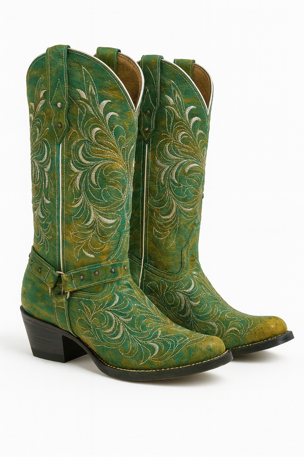 Green Handcrafted Leather Cowboy Boot near me