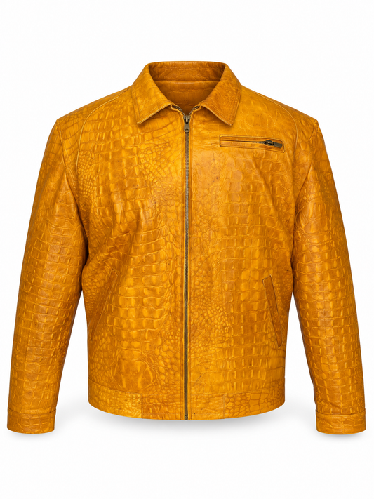 Crocodile Leather Jacket for Men – Handcrafted Embossed Rider