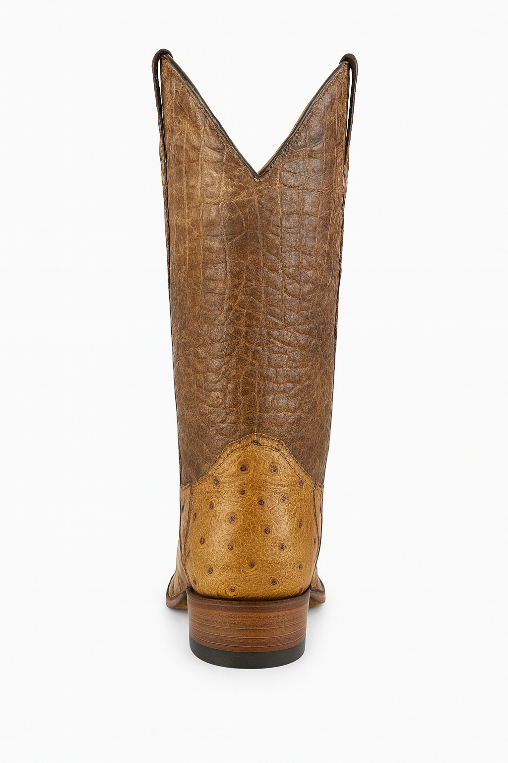 Embossed Crocodile & Ostrich Leather Cowboy Boots – Antique Finish, Handcrafted Western