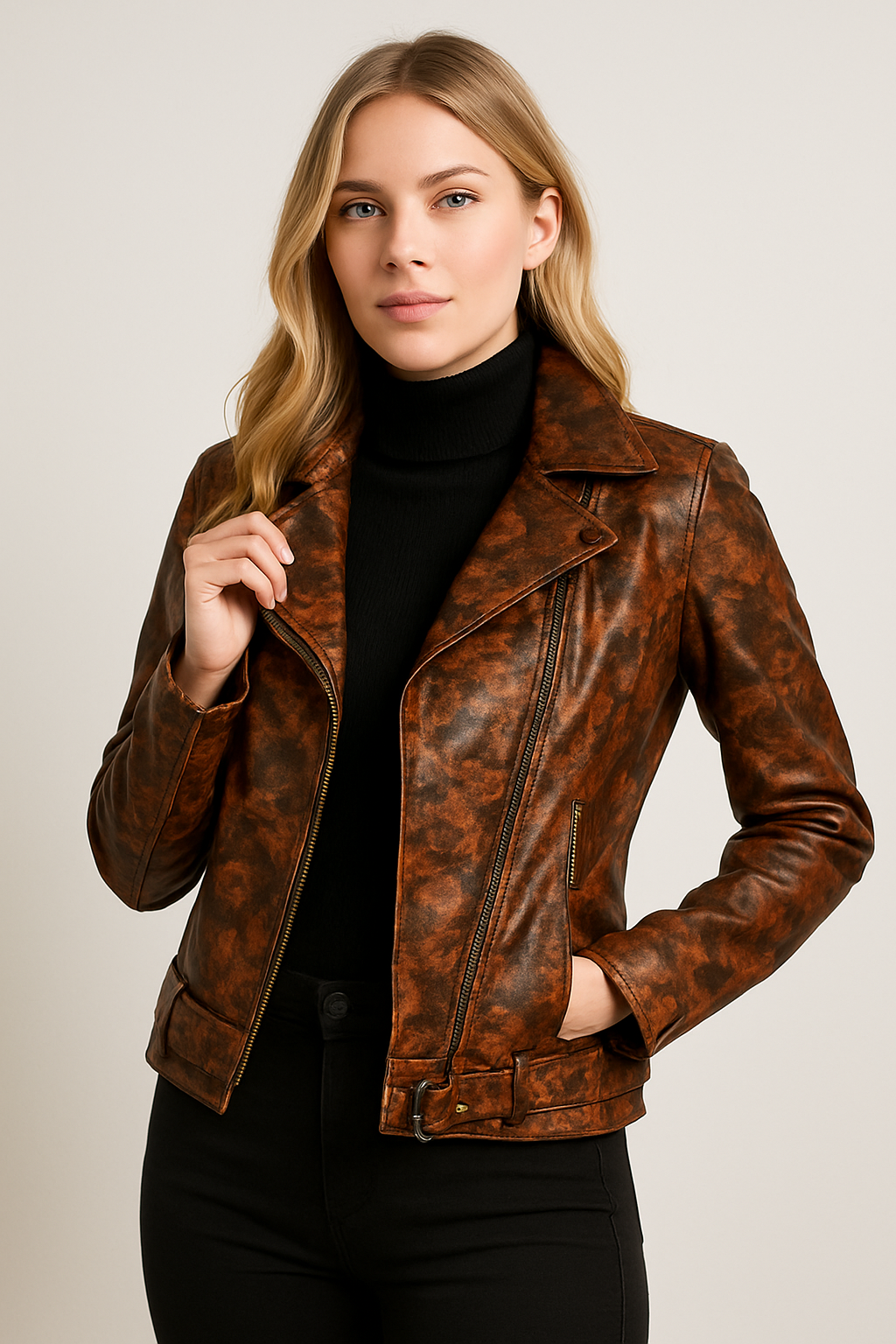 Autumn Drizzle Floral Leather Jacket