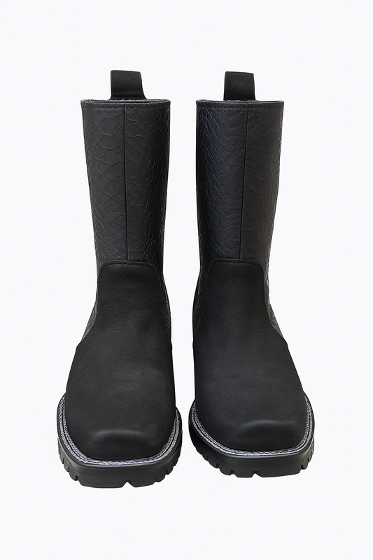 All-Black Exotic Leather Boots