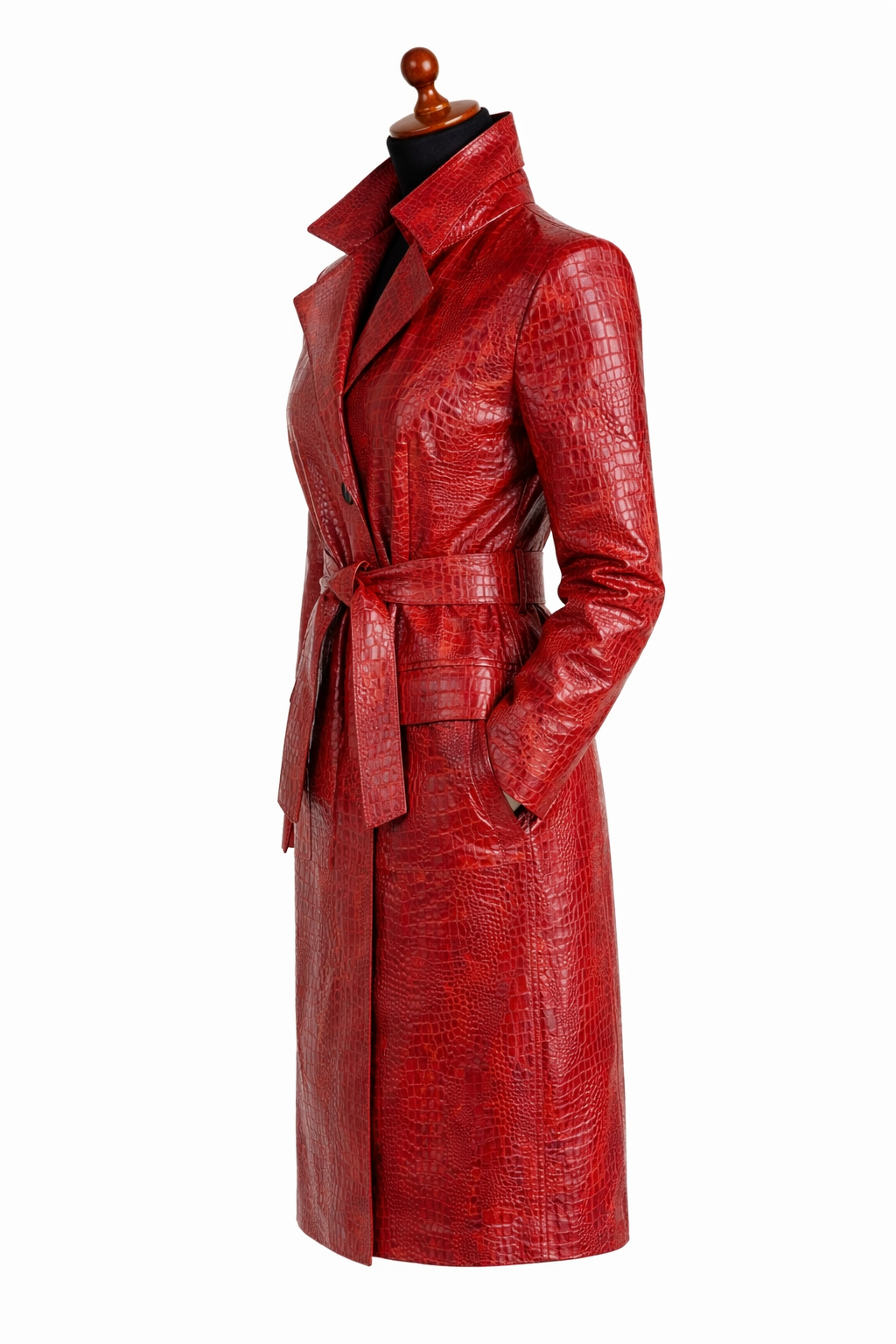 Women's Gold-Touched Crocodile Embossed Elegance – Red & Gold