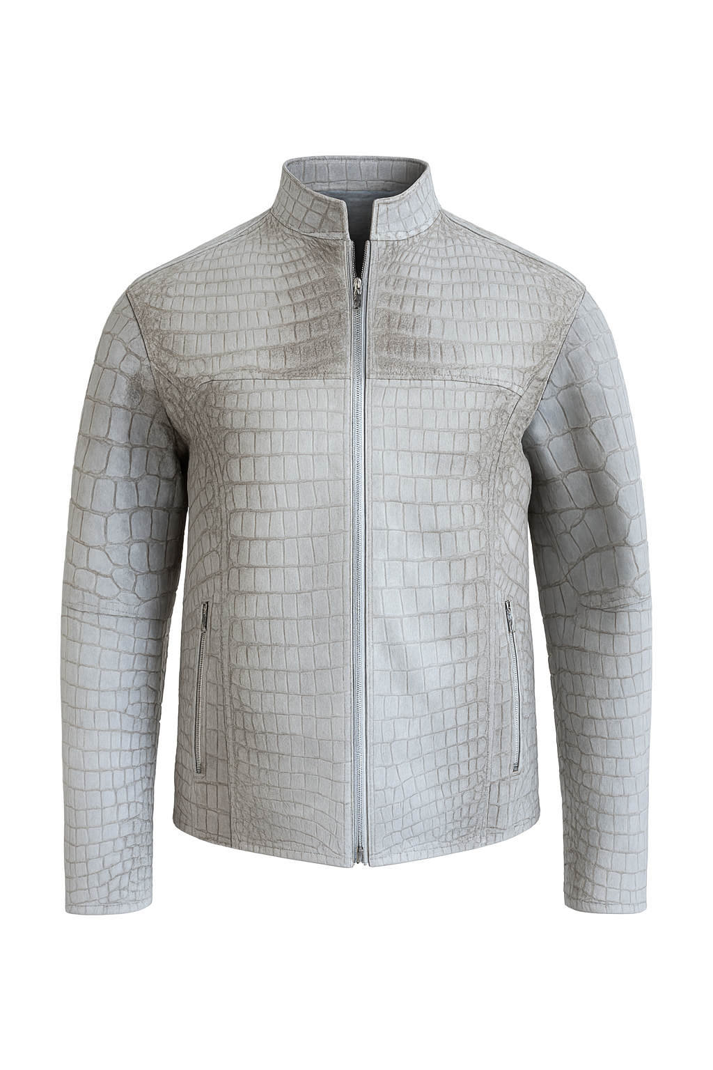 White Genuine Crocodile Leather Jacket