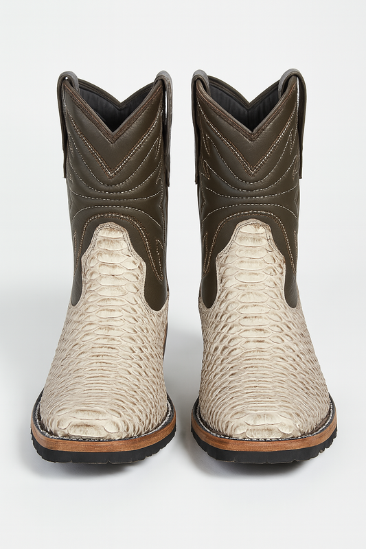 Dual-Tone Genuine Python Boots