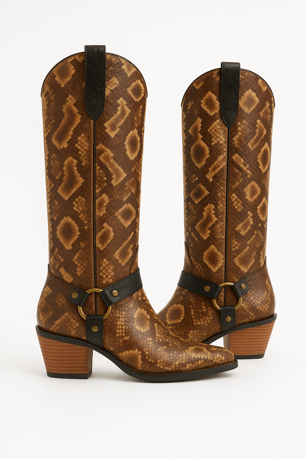 Premium Embossed Snake Leather Boots