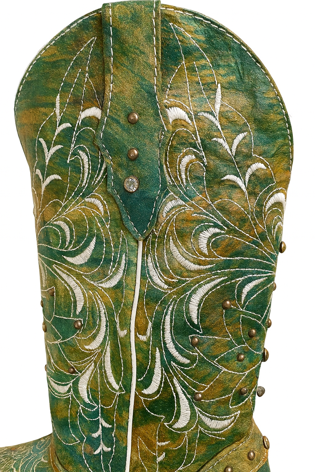 Green Handcrafted Leather Cowboy Boot houston