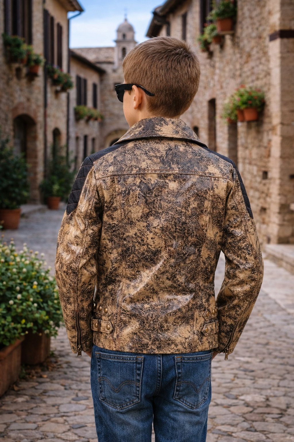 Kids Rockstar Metallic Leather Moto Jacket – Bold Gold Statement Style