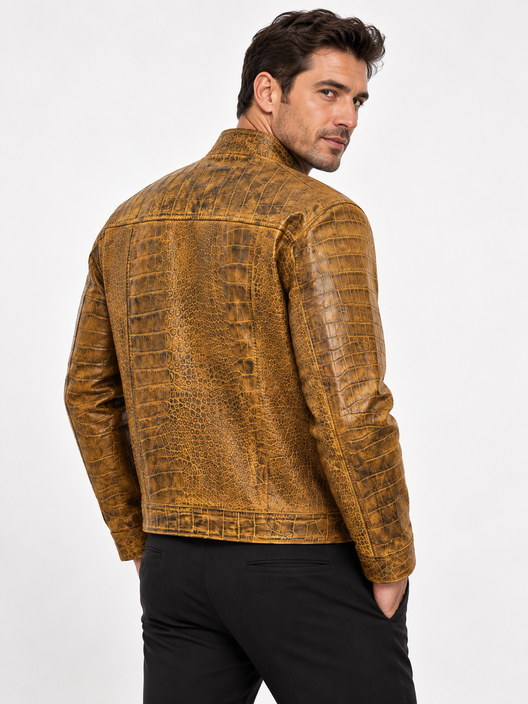 Men's Desert Ember Croc Leather Jacket