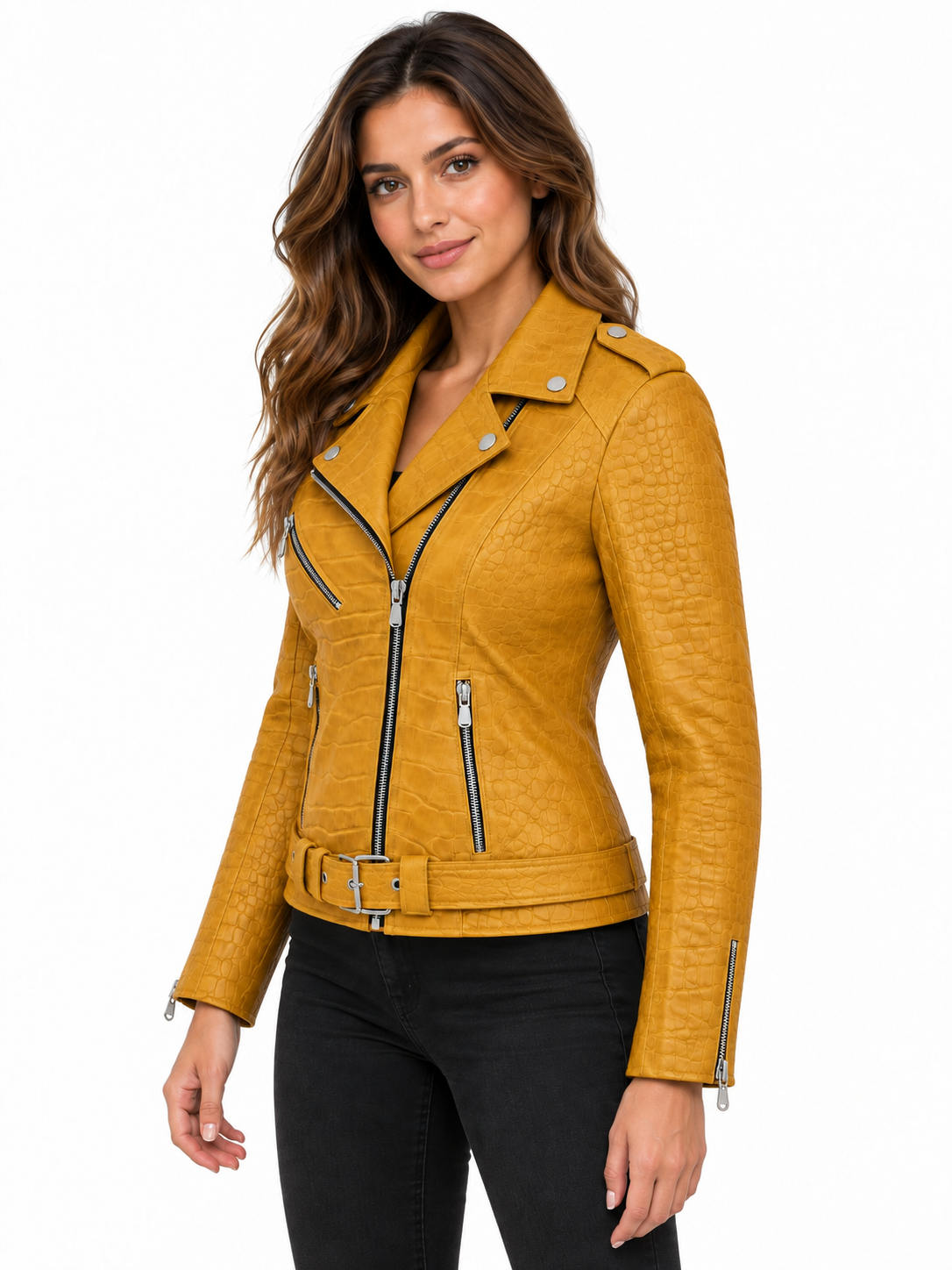 Women's Urban Edge Yellow Croc-Embossed Jacket