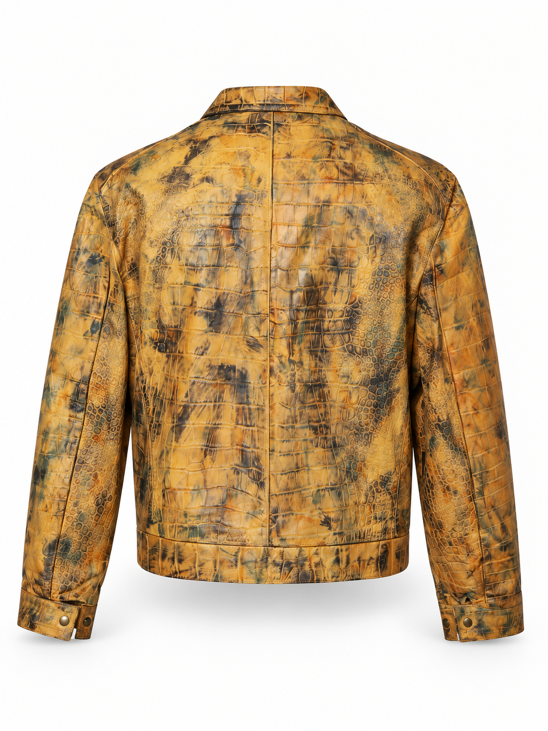 Men's Golden Reptile Leather Bomber Jacket