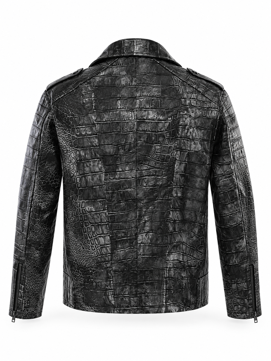 Men's Charcoal Embossed Crocodile Rider Jacket