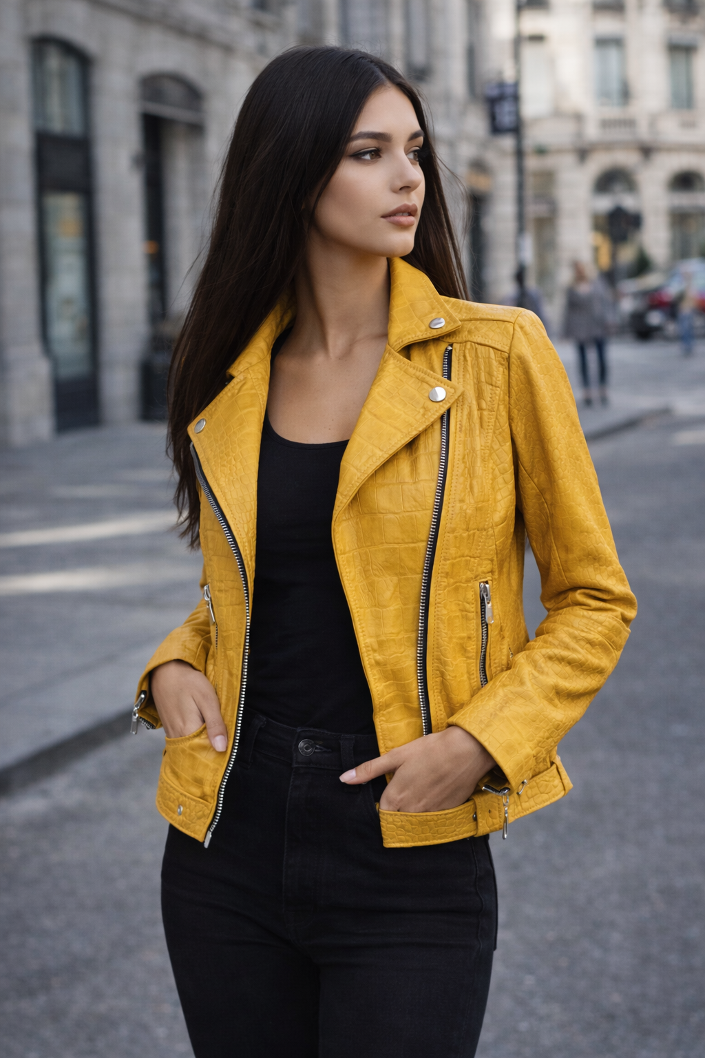 Women's Urban Edge Yellow Croc-Embossed Jacket