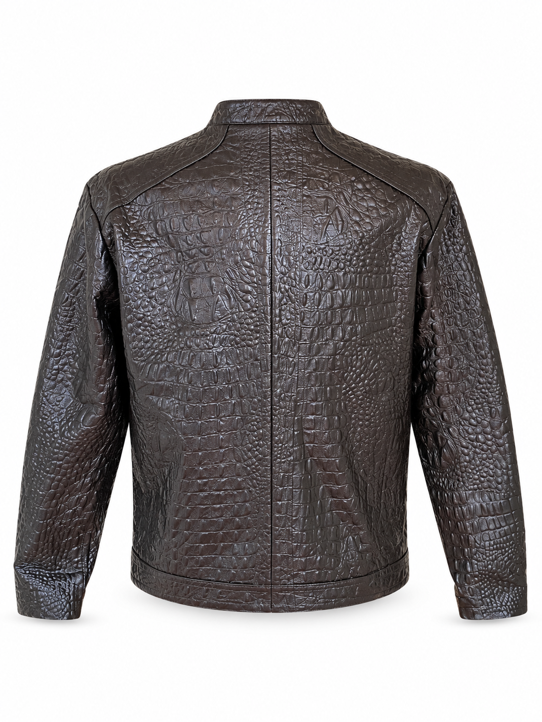 Men’s Crocodile Embossed Leather Jacket – Handcrafted Brown Rider
