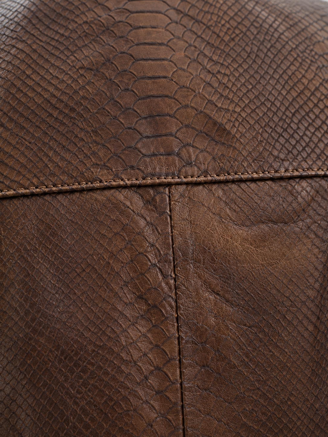 Men's Classic Brown Python-Textured Leather Jacket – Exotic Embossing