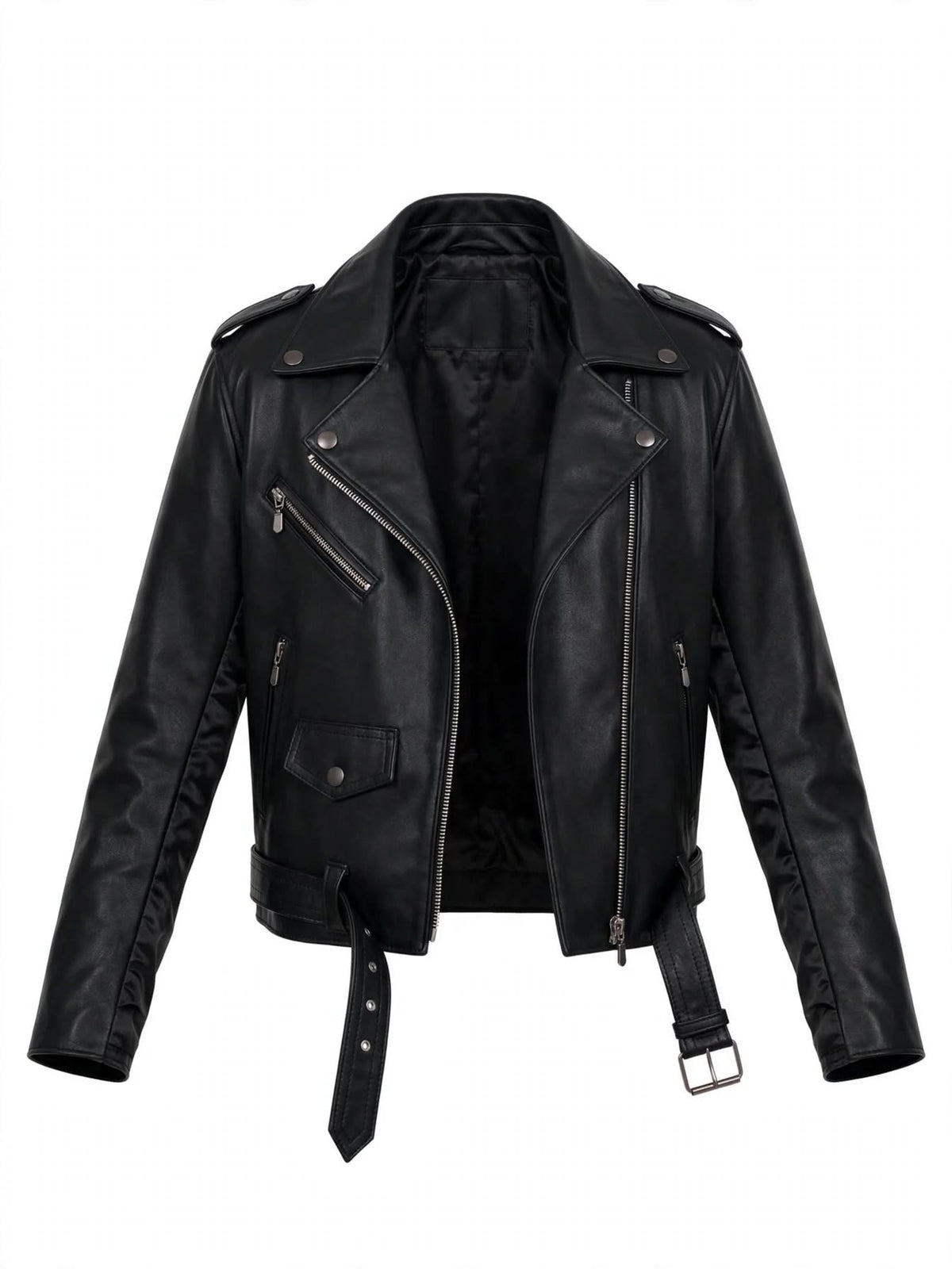 Boys’ Classic Black Genuine Leather Moto Biker Jacket boise