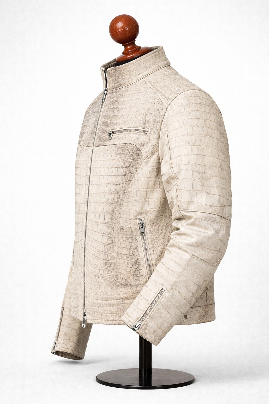 White Genuine Crocodile Leather Jacket Men artisan handcrafted — Jacksonville FL