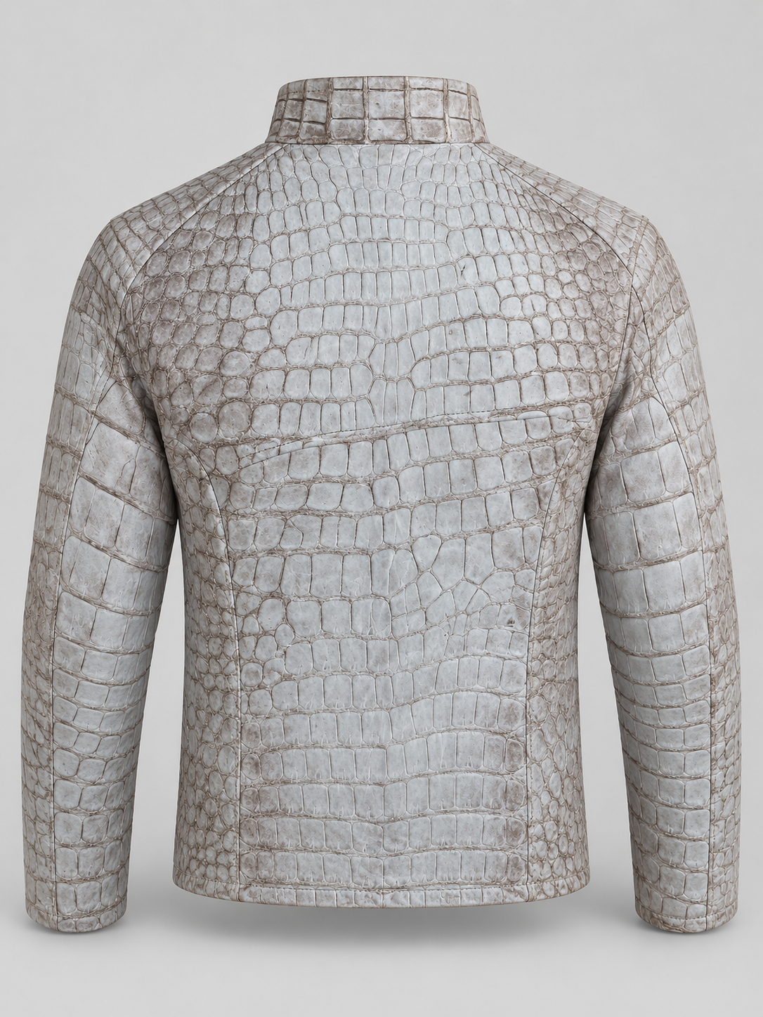 White Genuine Crocodile Leather Jacket – Men’s High-End Exotic Skin