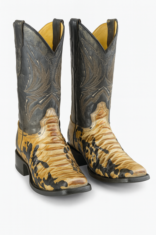 Genuine Python Embossed,Hand Decorated Western Boots