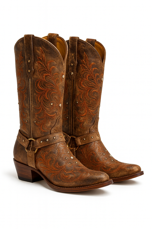 Brown Handcrafted Leather Cowboy Boot