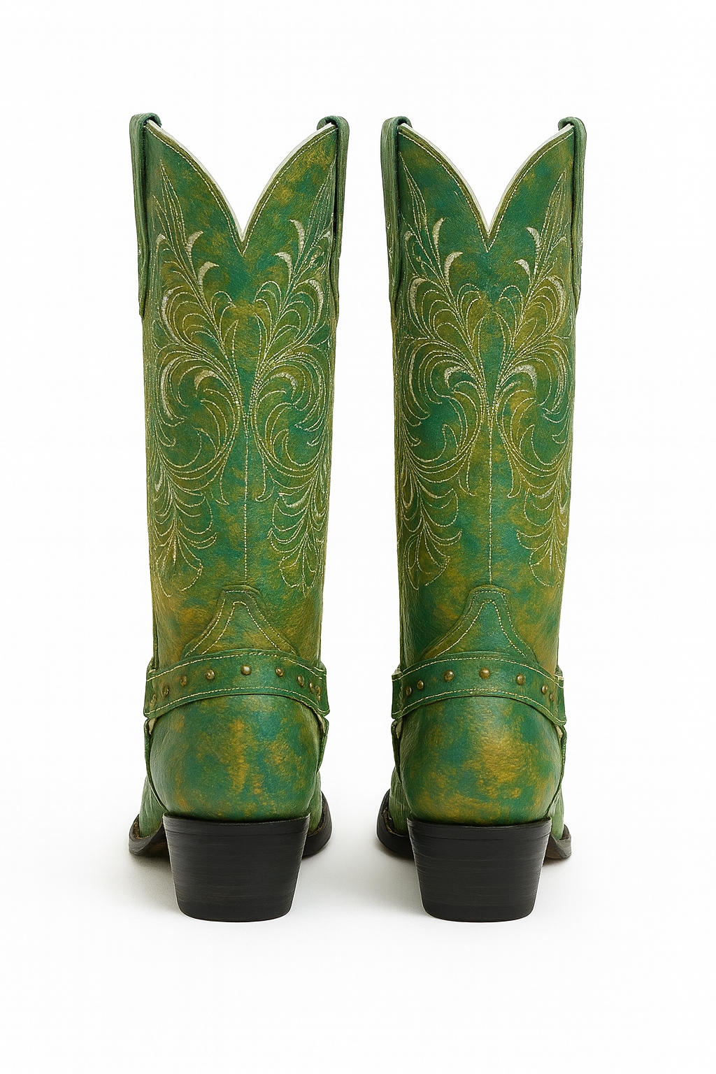 Green Handcrafted Leather Cowboy Boot new york