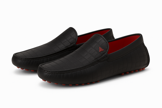 Exotic Croc Pattern Loafers with Red Inter