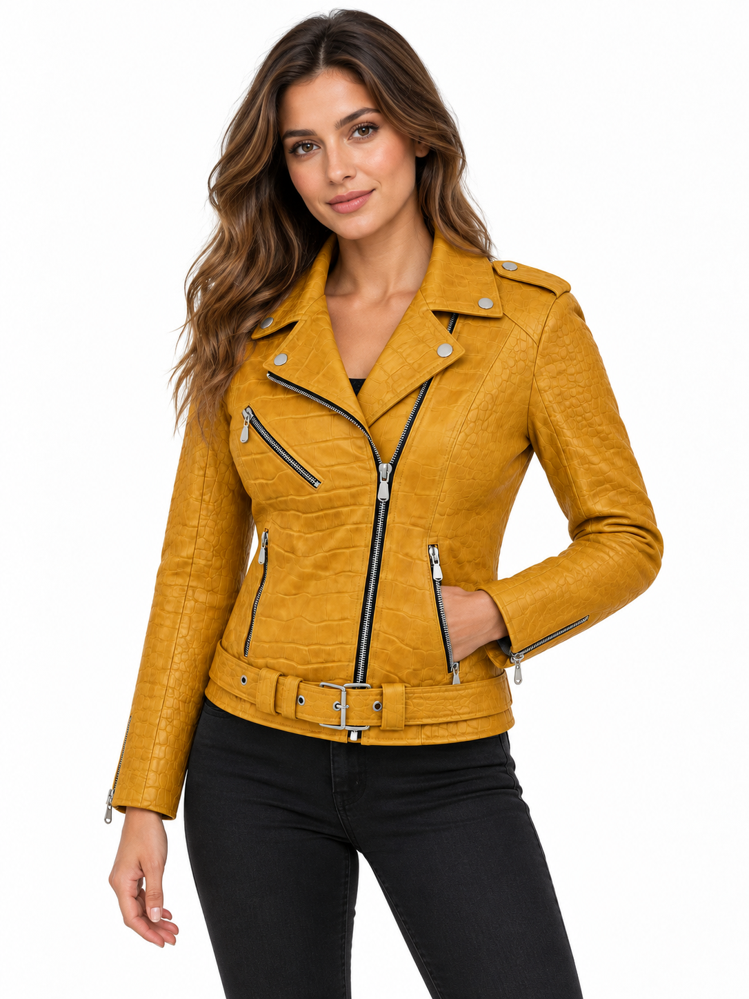 Women's Urban Edge Yellow Croc-Embossed Jacket