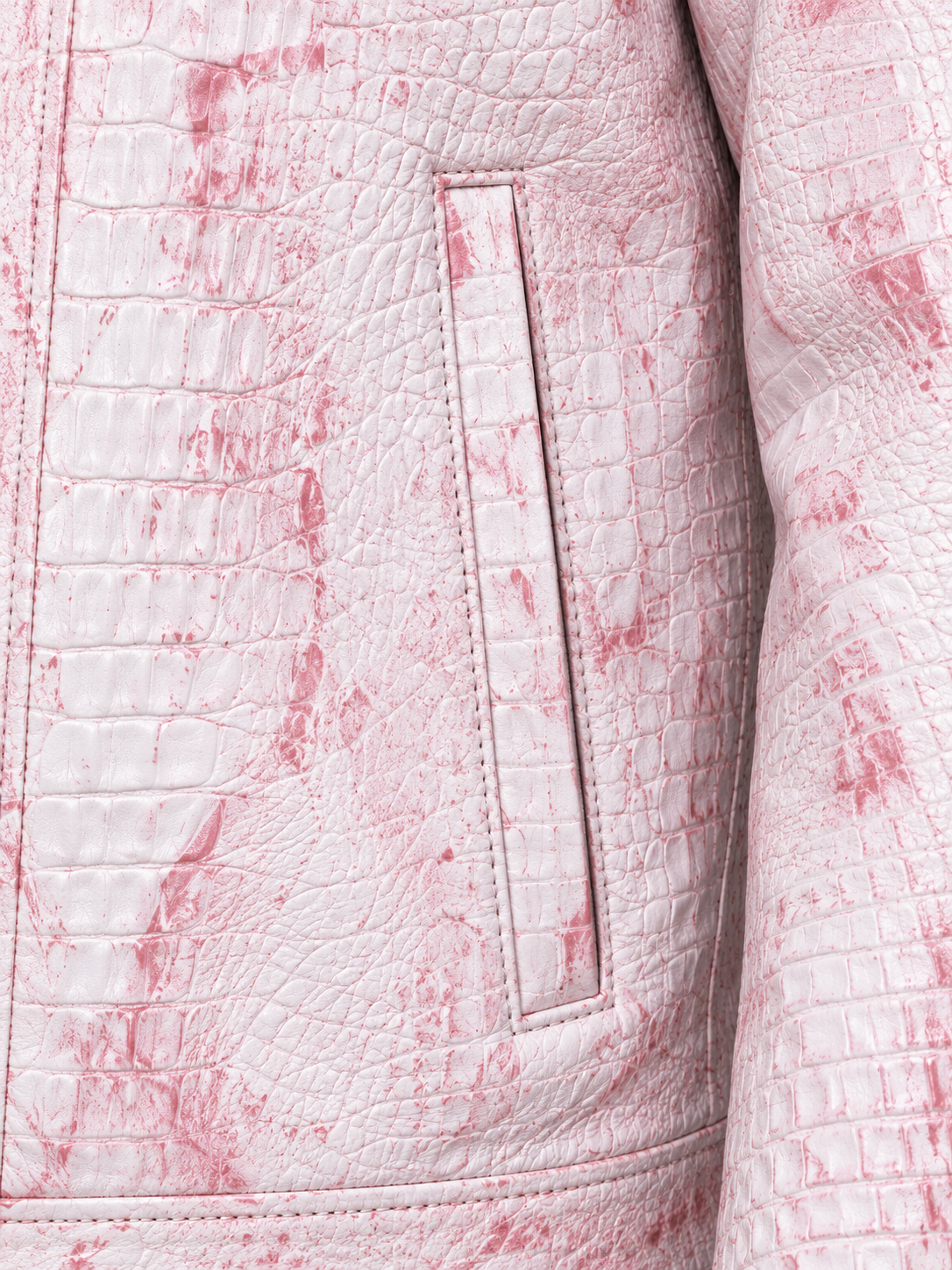 Men's Modern Artisan Crocodile-Embossed Leather Jacket – Blush White
