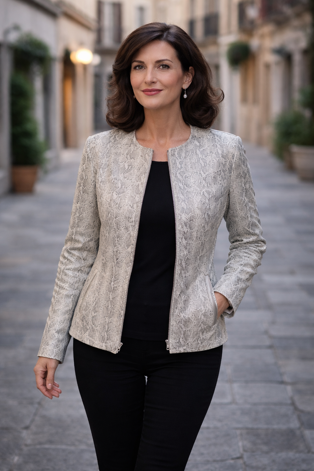 Women's Snake Skin in the City Leather Jacket