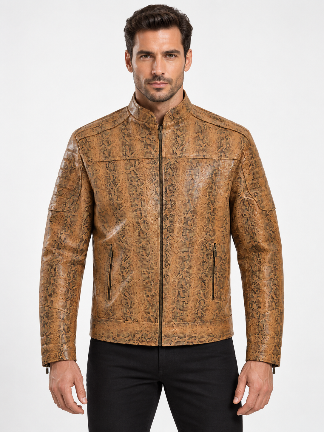 Rustic Python Texture Jacket for Men